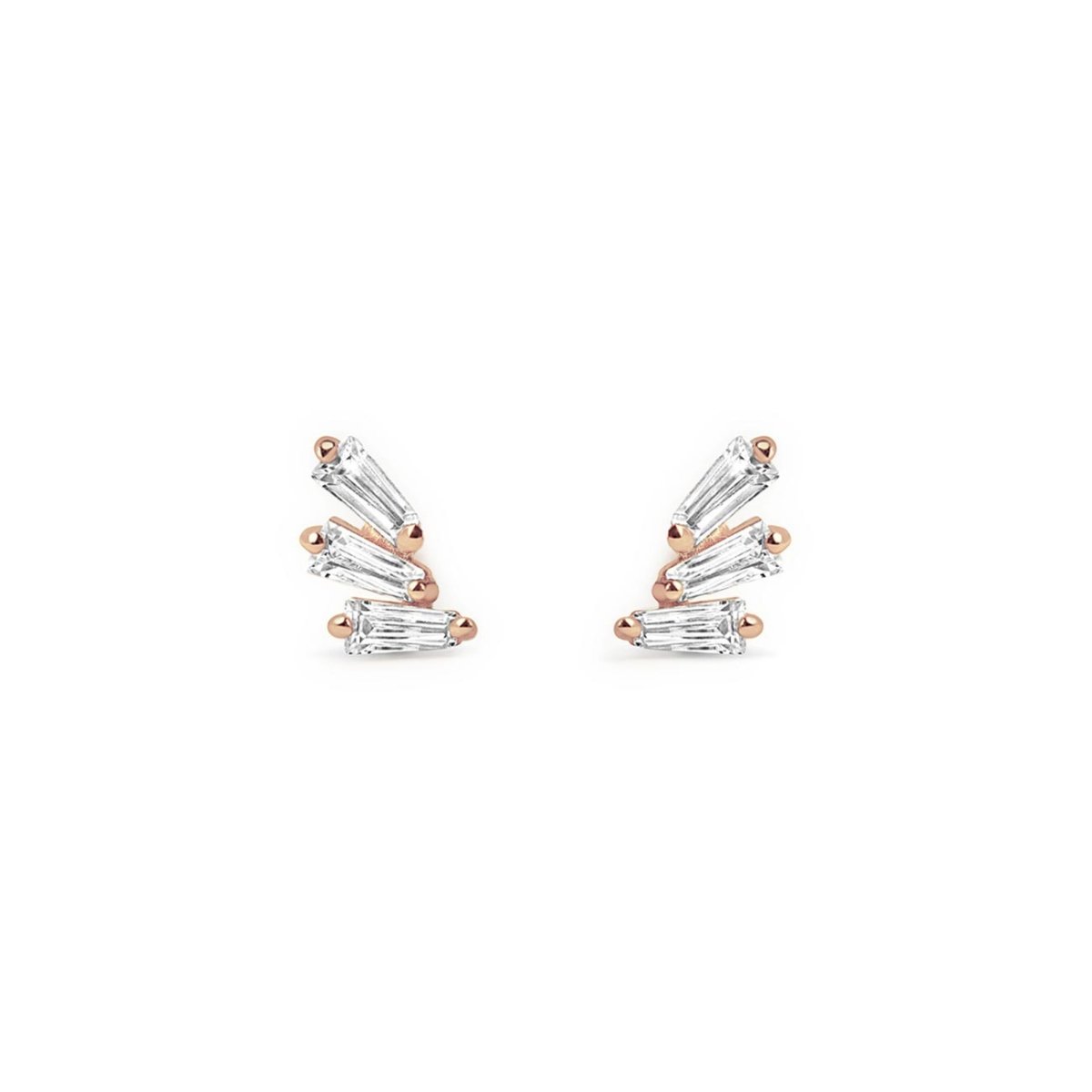 Tri Baguette Stud Earrings