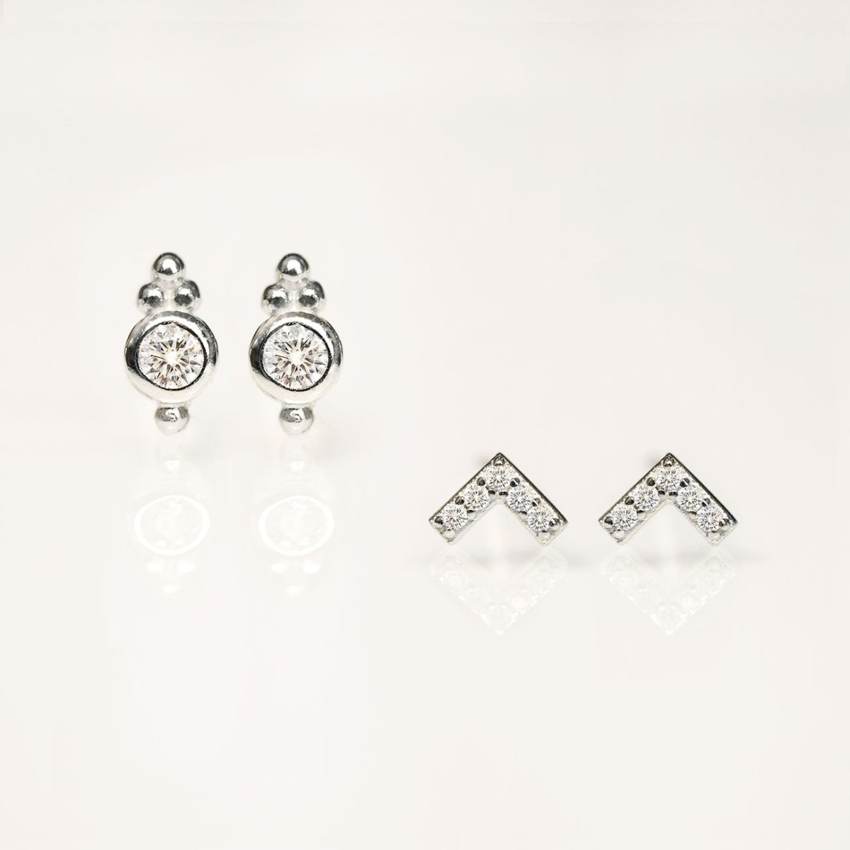 Cluster Bezel Stud Earrings