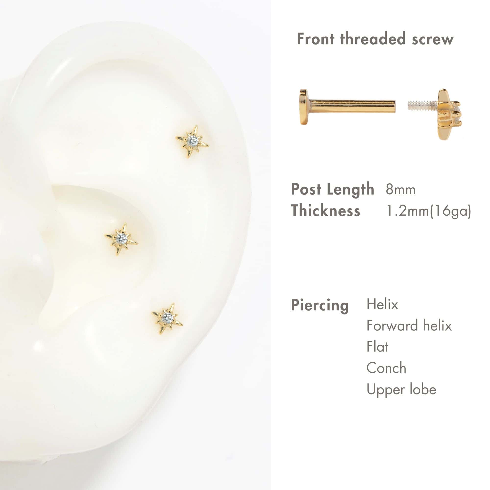 Tiny Starburst Flat Back Stud