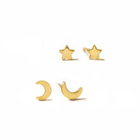 Tiny Moon + Star Studs