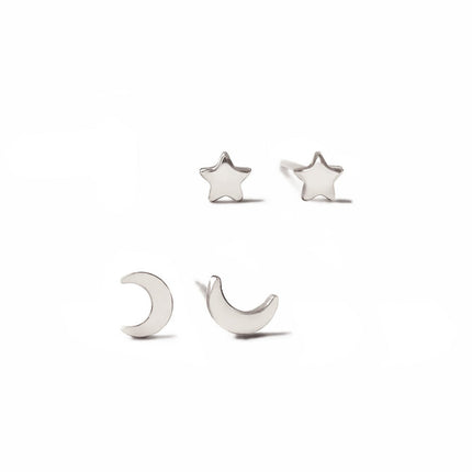 Tiny Moon + Star Studs