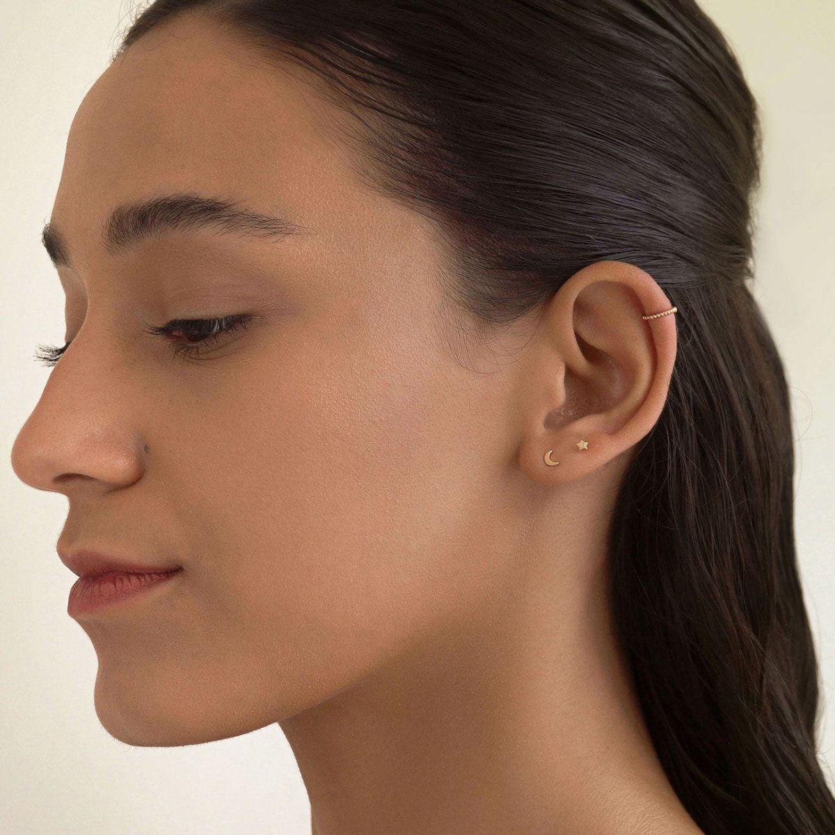 Tiny Moon + Star Studs
