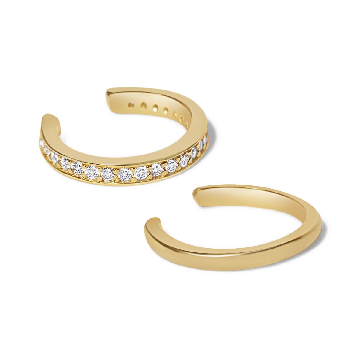 Gold Eternity and pavé ear cuff set