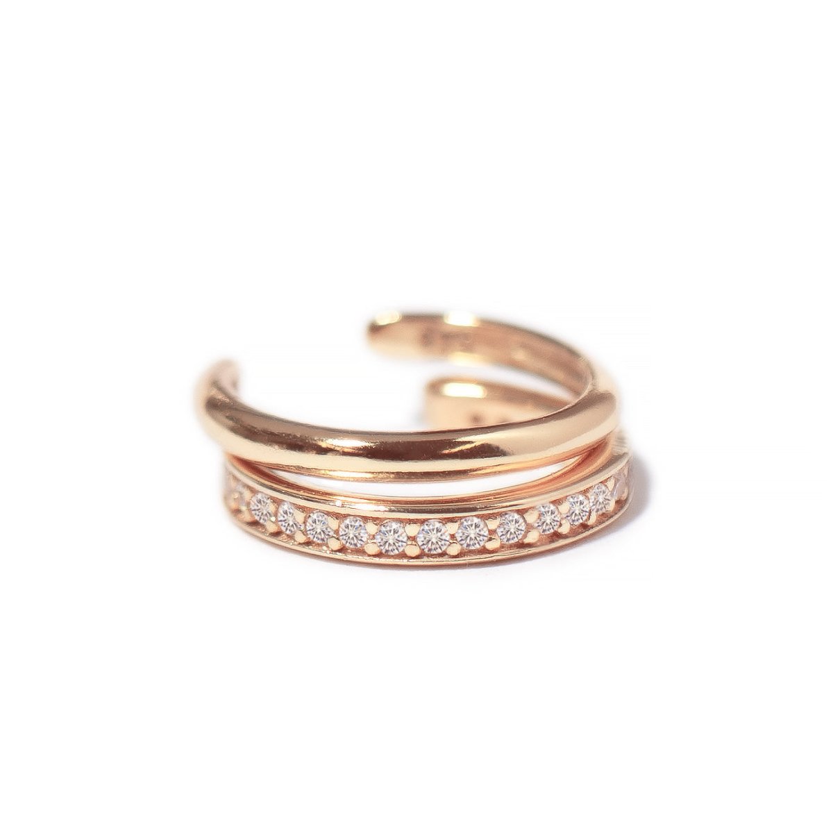 Rose Gold Eternity and Pavé Ear Cuff Set