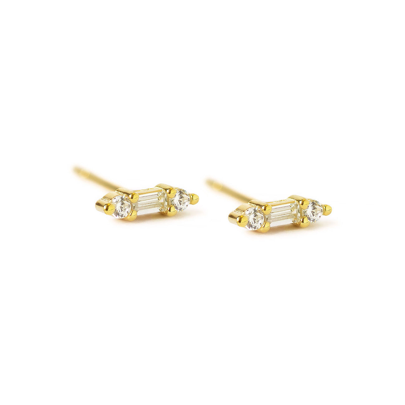 Gemstone Tiny Baguette Studs White Zirconia