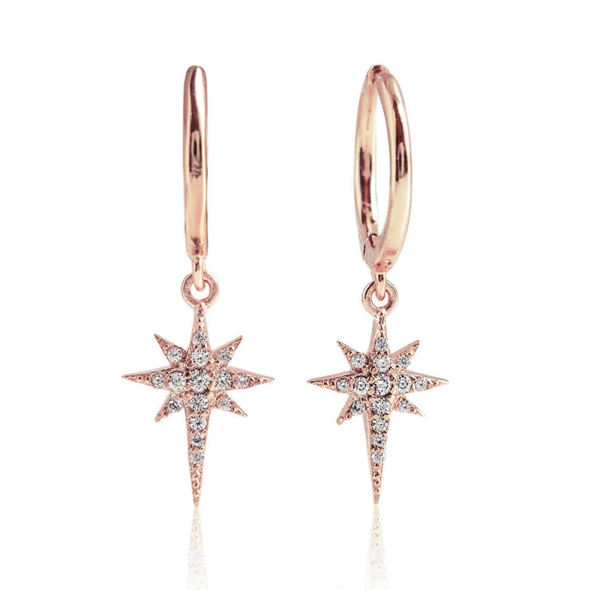 Rose gold starburst huggie earrings