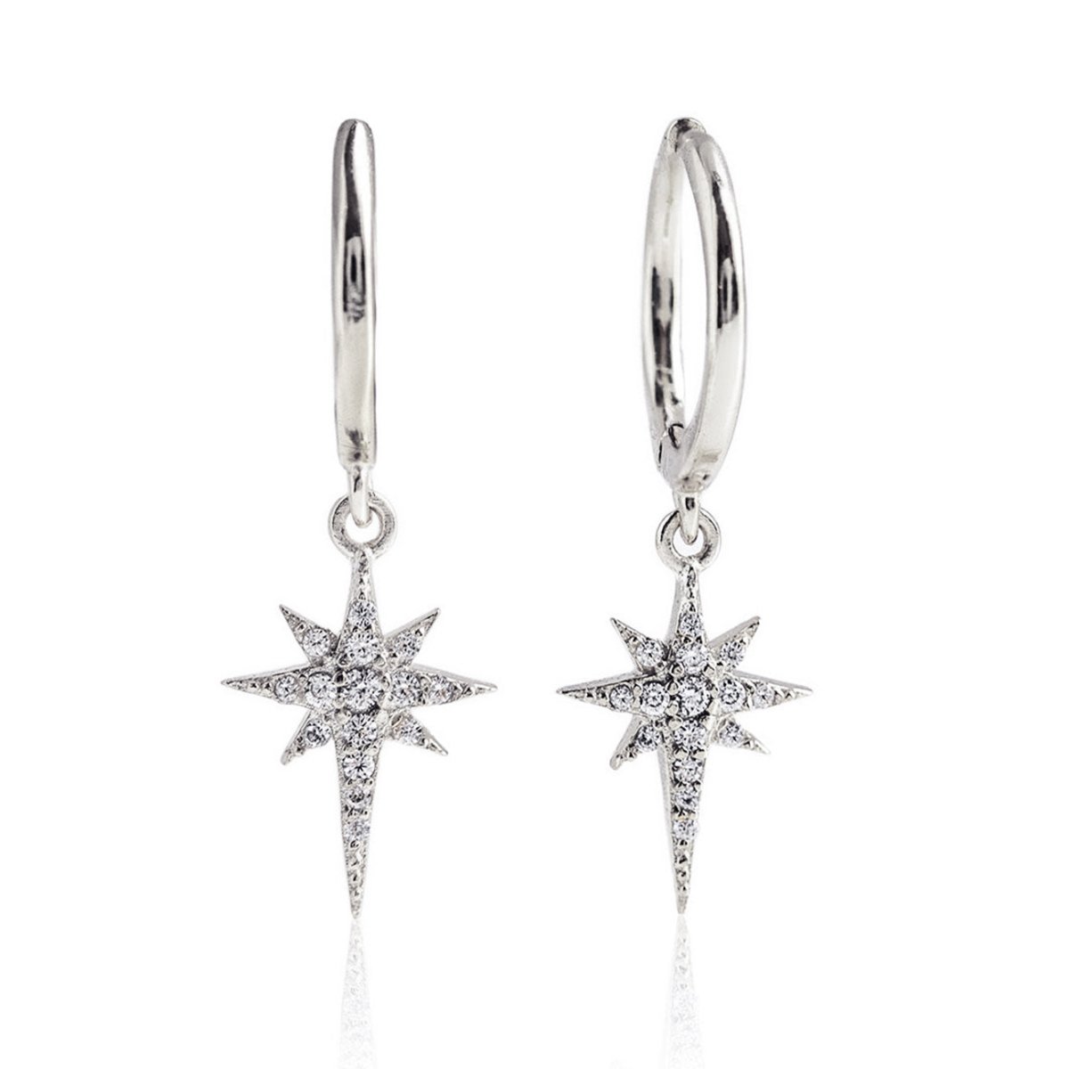 Silver starburst huggie earrings