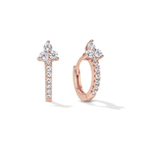 Rose Gold Clover Pave Huggie Earrings