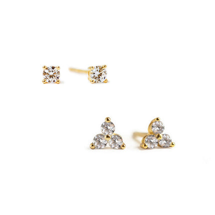 Tiny Clover Pave Studs Set