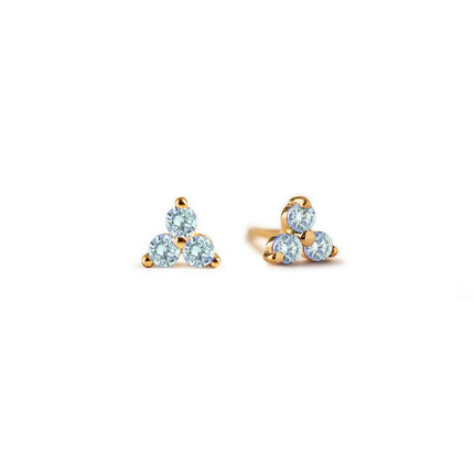 Gemstone Clover Studs Aquamarine