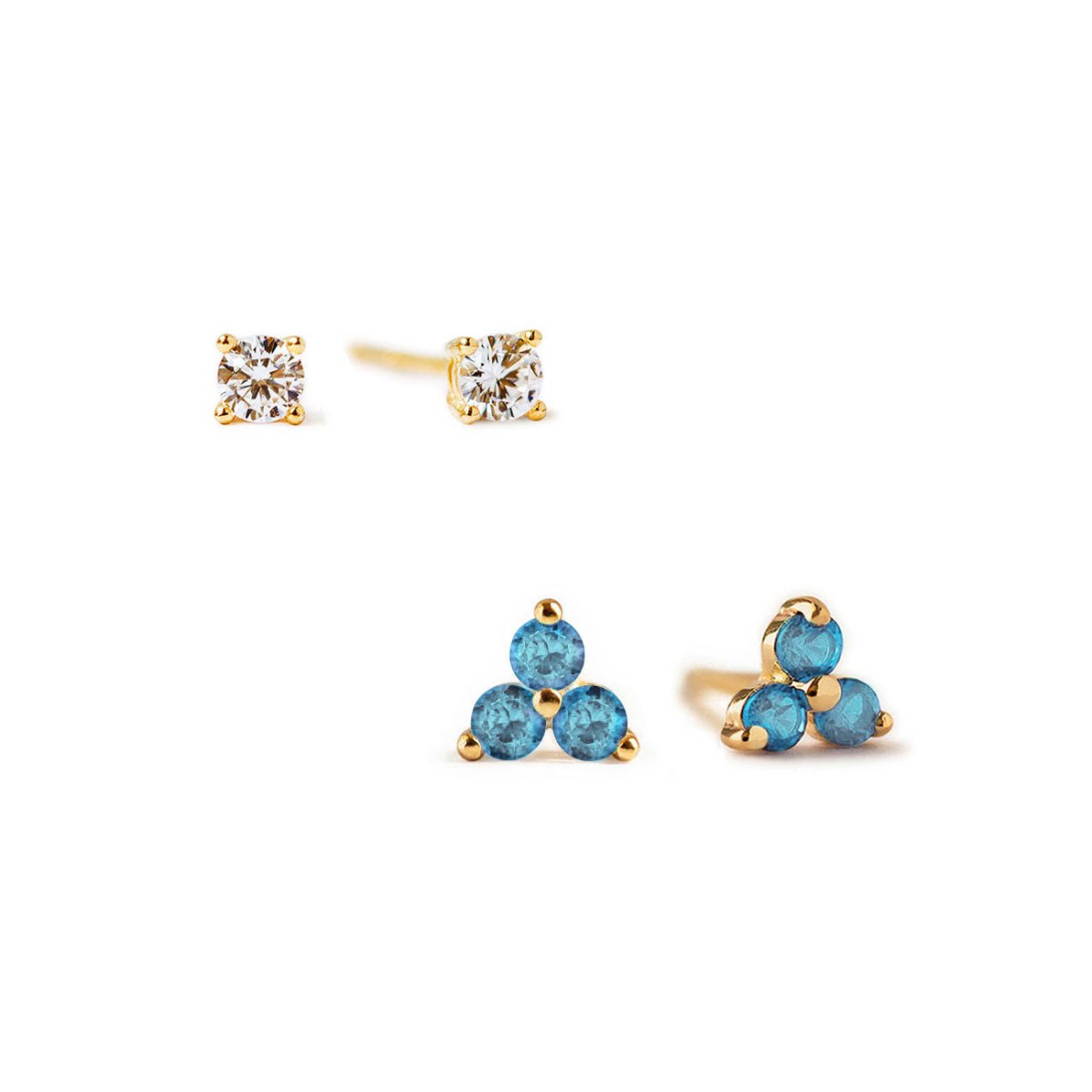 Birthstone Studs Set Blue Zircon