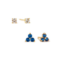 Birthstone Studs Set Blue Sapphire