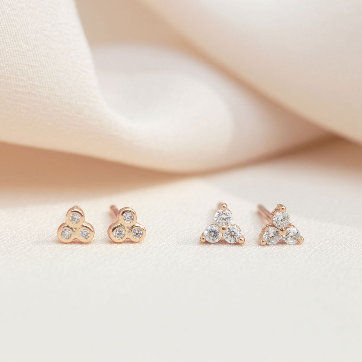 Gemstone Clover Studs White Zirconia