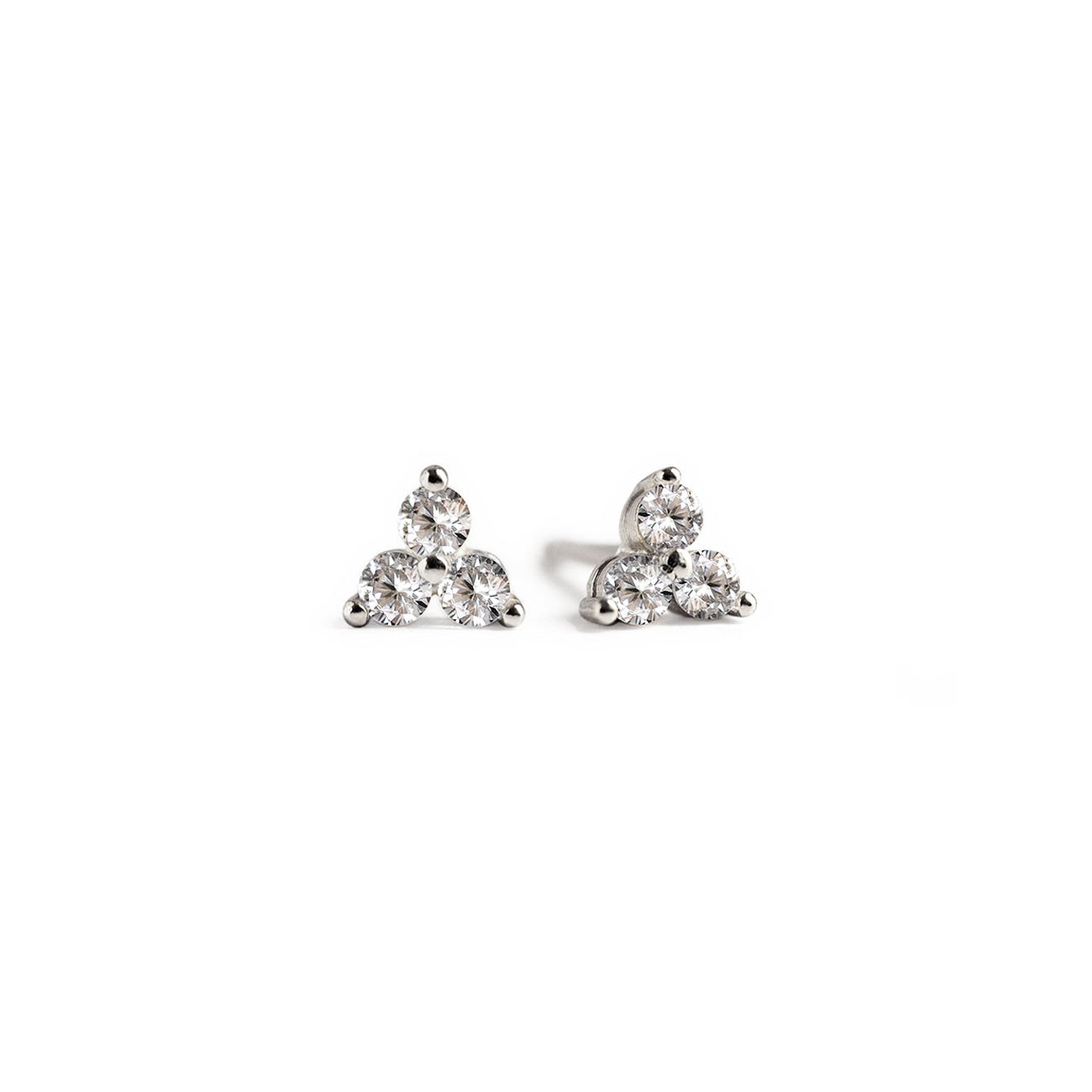 Gemstone Clover Studs White Zirconia