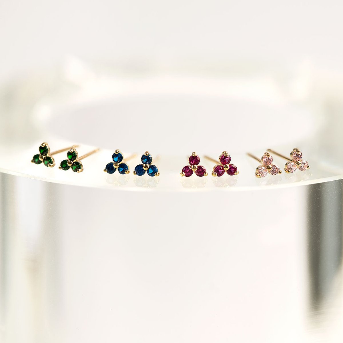 Gemstone Clover Studs Blue Sapphire