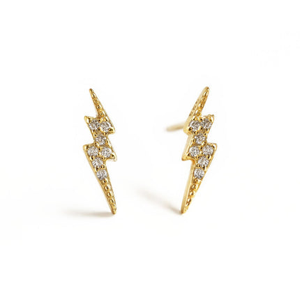 Tiny Lightning Bolt Pave Studs