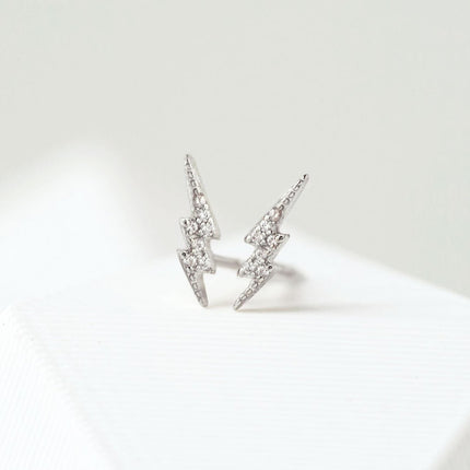 Tiny Lightning Bolt Pave Studs