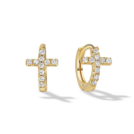 Tiny Cross Huggie Earrings