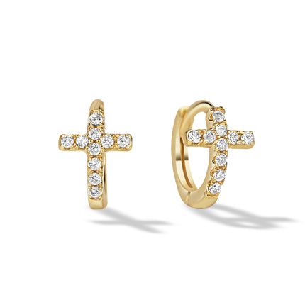 Tiny Cross Huggie Earrings