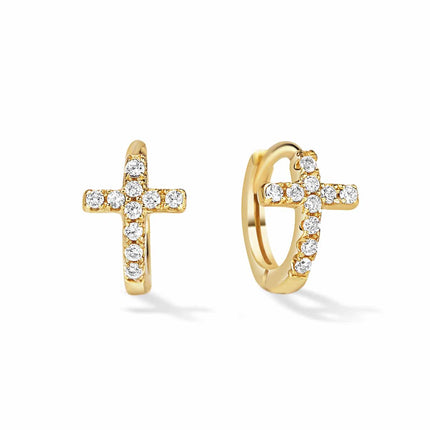 Tiny Cross Huggie Earrings