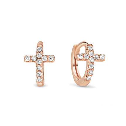 Tiny Cross Huggie Earrings