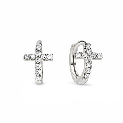 Tiny Cross Huggie Earrings