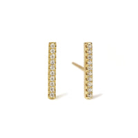 Minimal Gold Pave Bar Stud Earrings