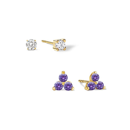 Birthstone Studs Set Amethyst