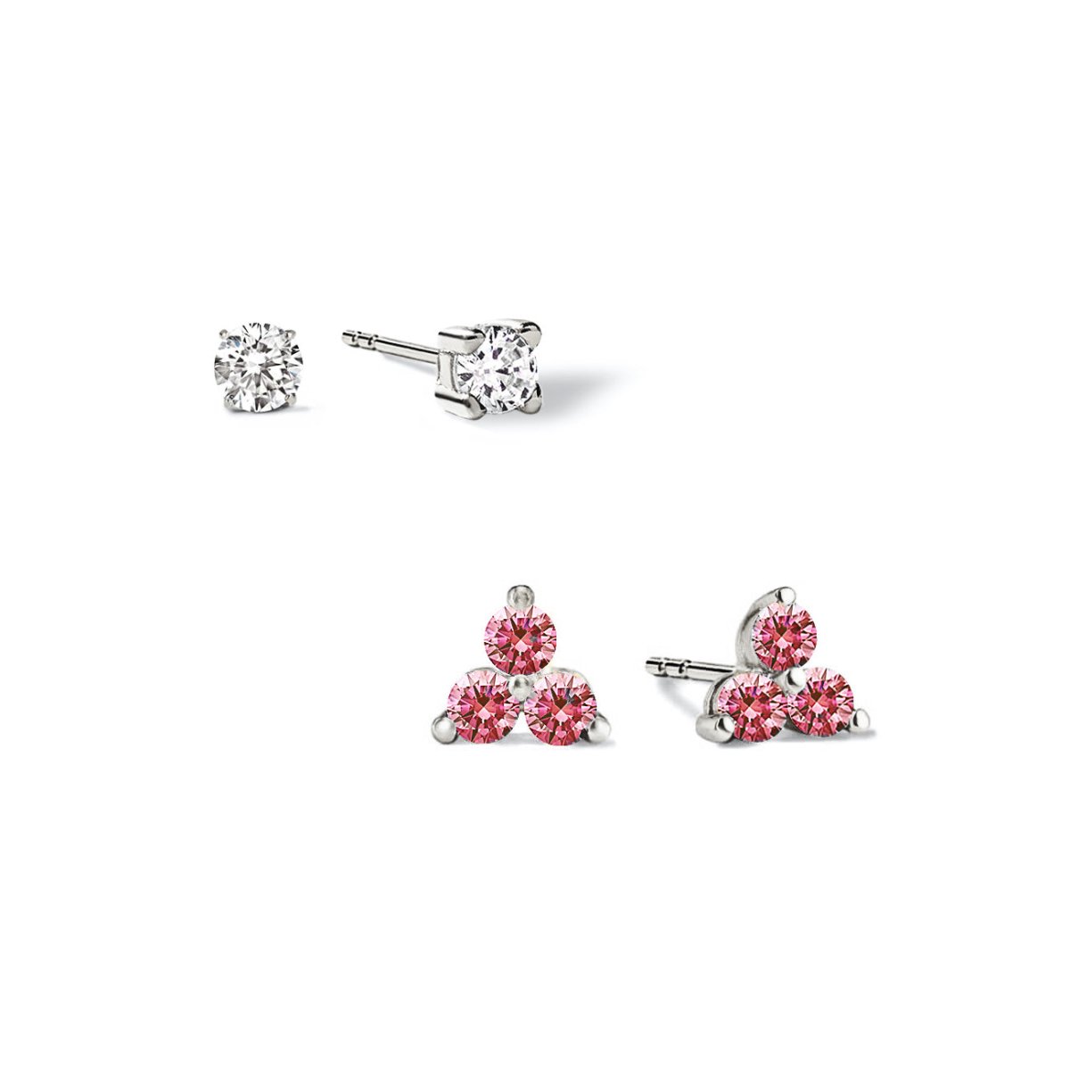 Birthstone Studs Set Fuchsia Sapphire