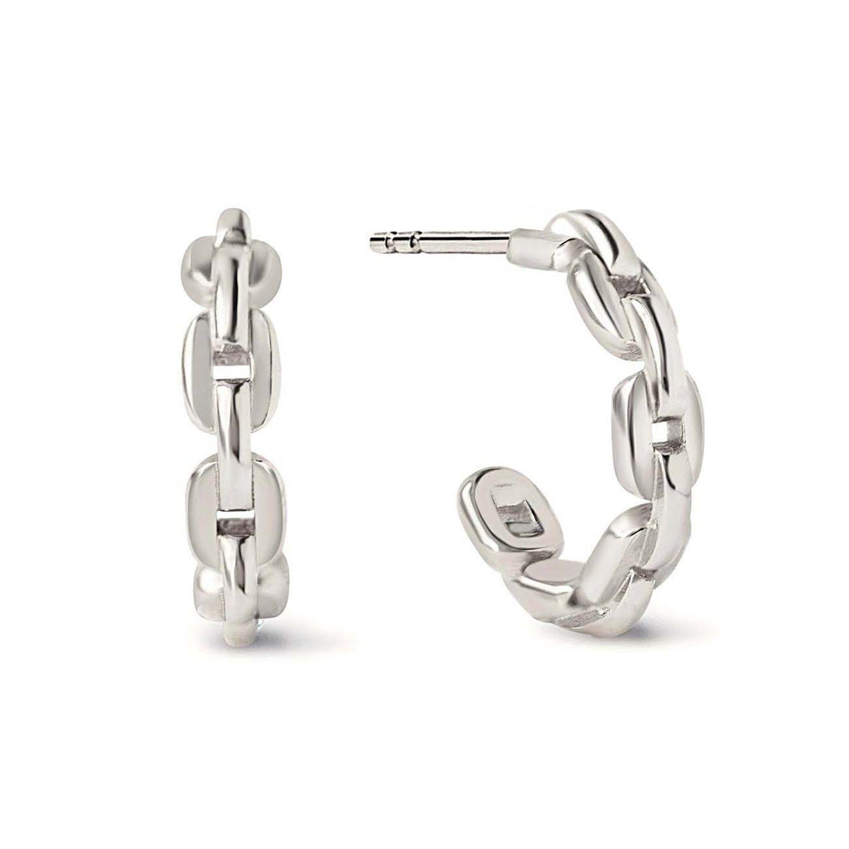 Hoop Earrings, Small Silver Hoops, Small Chain Link Hoops