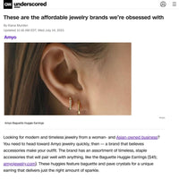 Newsletter from CNN featuring the Gold Vermeil Baguette Huggie Earrings CZ Crystal and gold hoop. 