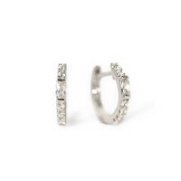 Sterling Silver Baguette Huggie Earrings CZ Crystal