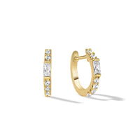 Gold Vermeil Baguette Huggie Earrings CZ Crystal