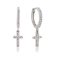 Cross Pave Huggie Hoops