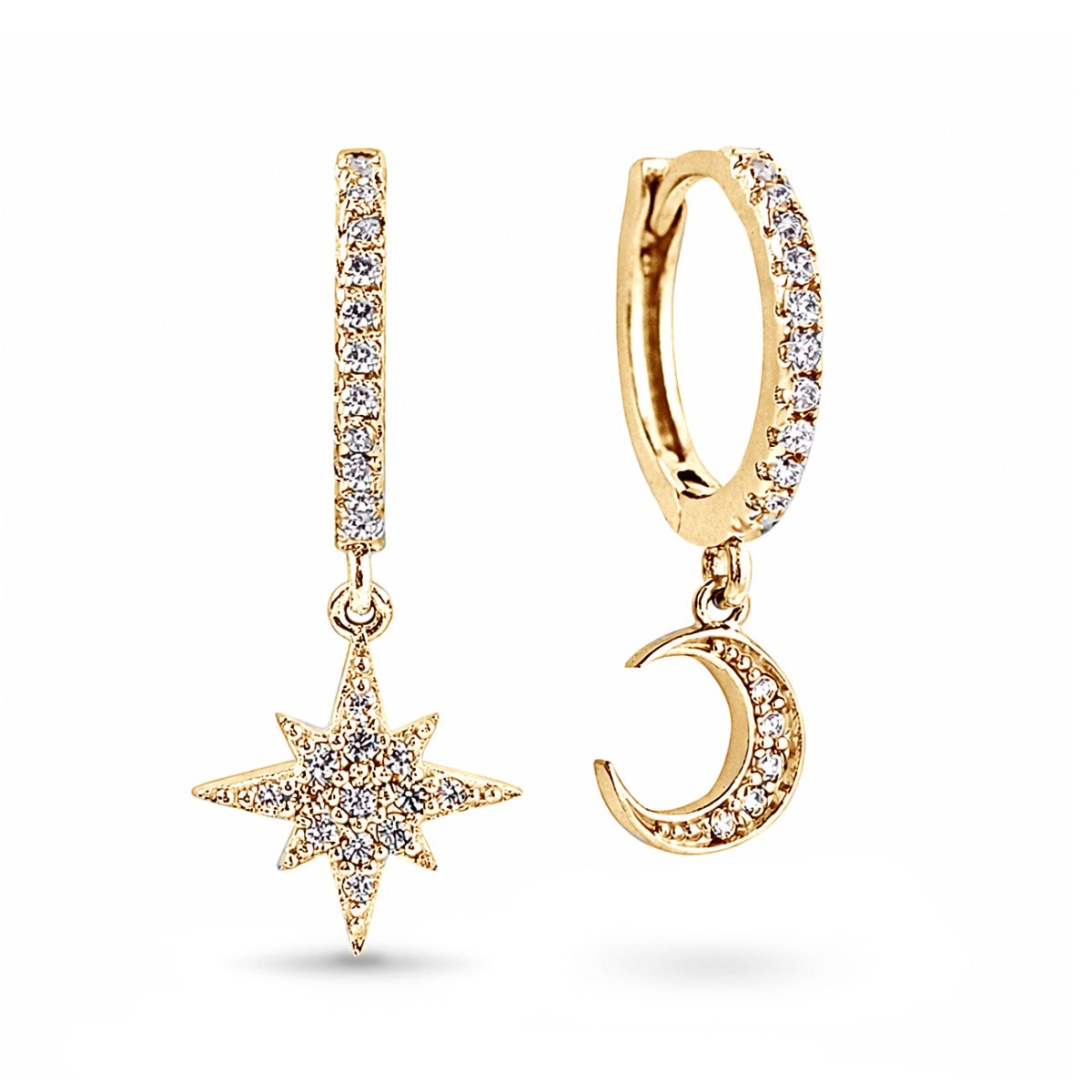 Celestial Star & Moon Huggie Earrings
