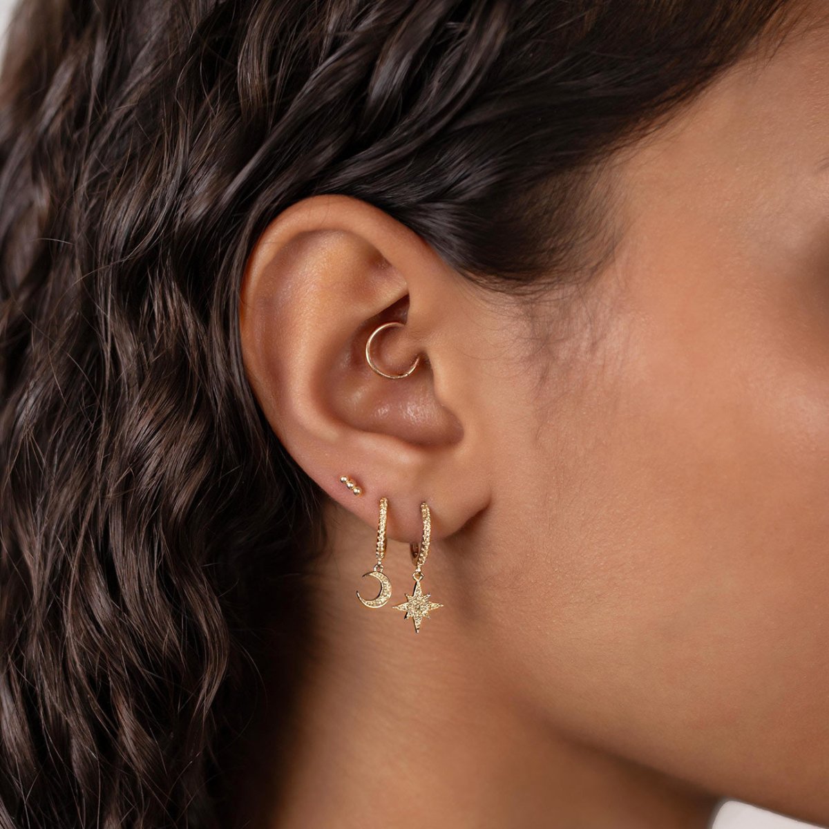 Celestial Star & Moon Huggie Earrings