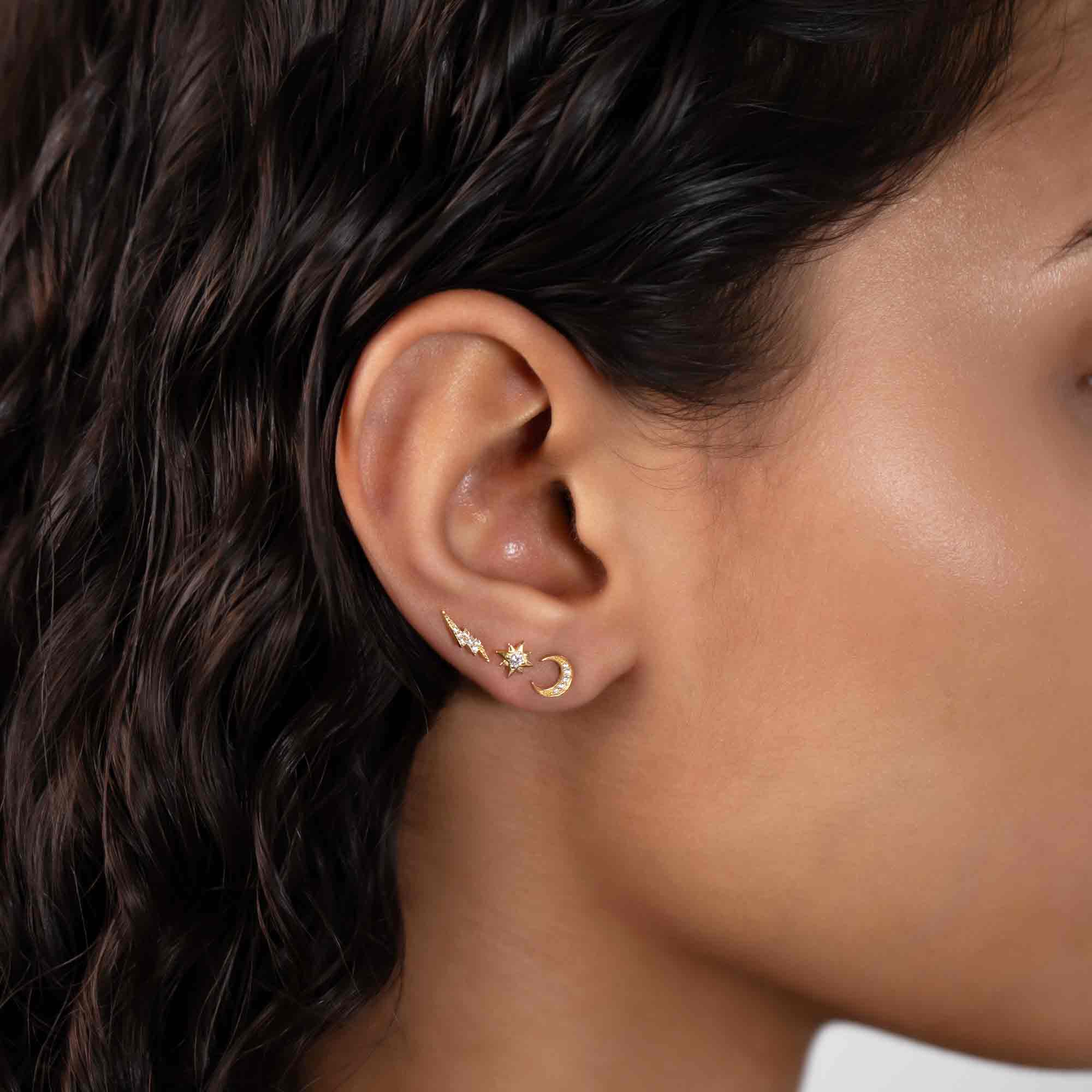 Dainty Earrings, Tiny Gold Stud Earrings, Celestial Starburst Earrings