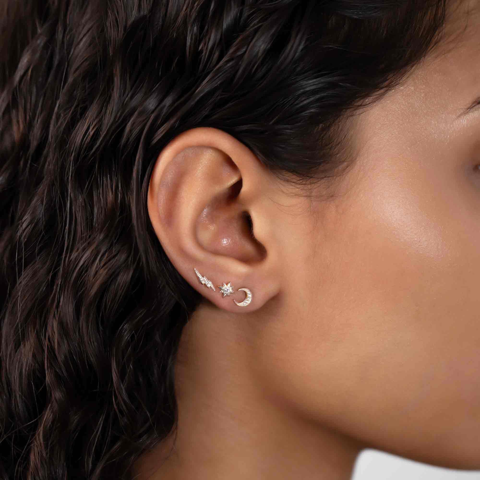 Tiny Lightning Bolt Pavé Studs