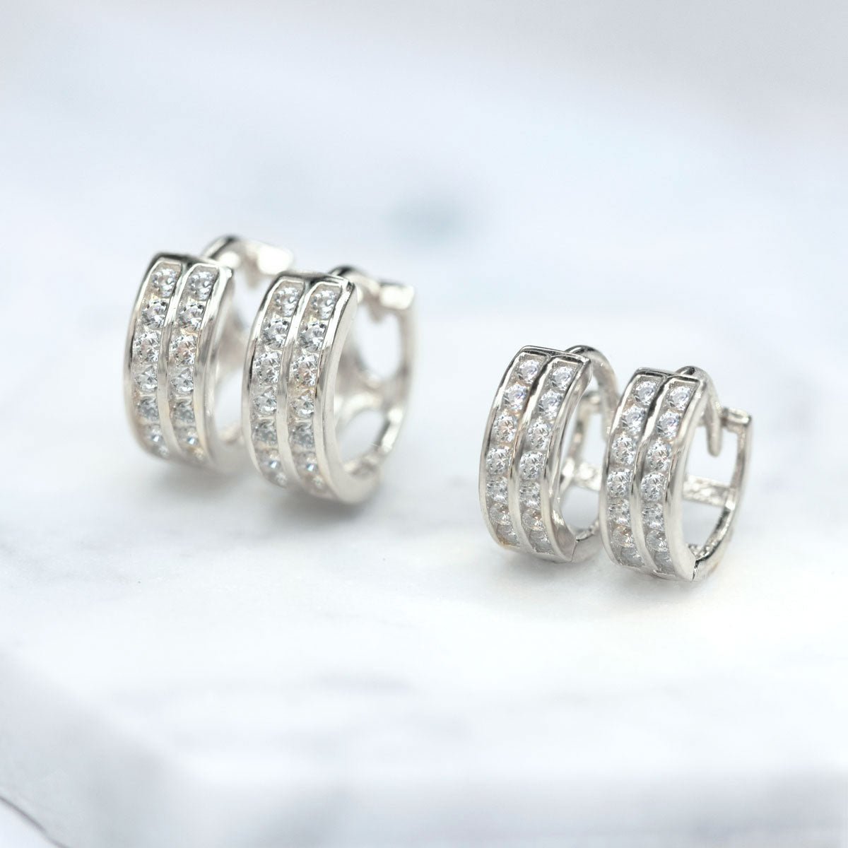 Double Row Pavé Huggies