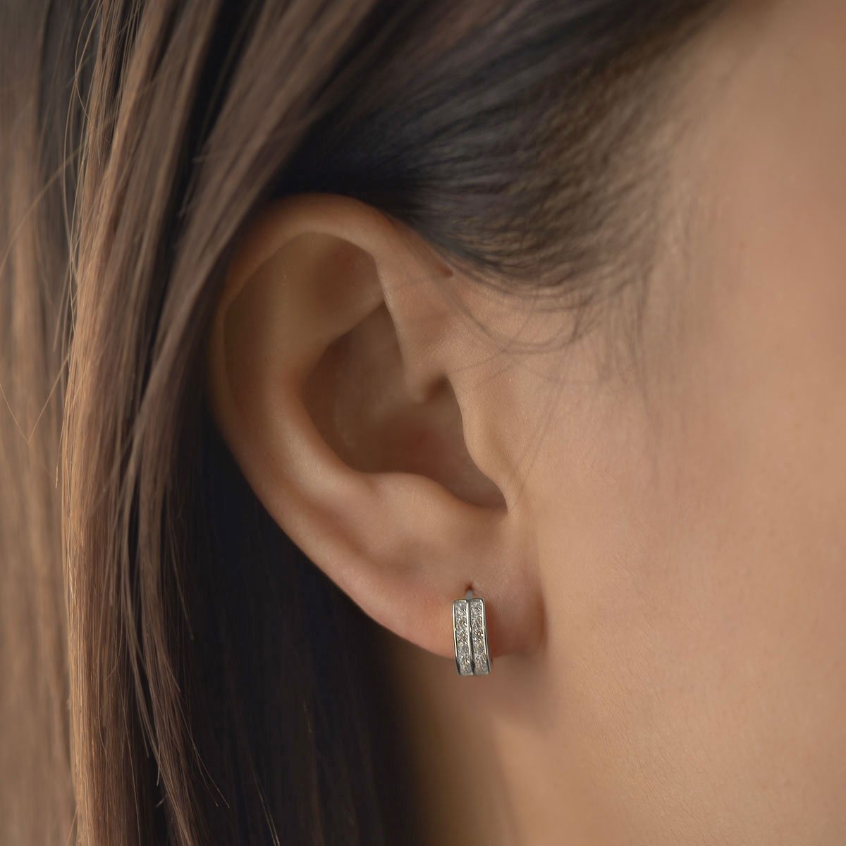 Double Row Pavé Huggies