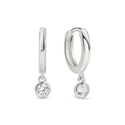 Solitaire Dangle Huggie Earrings