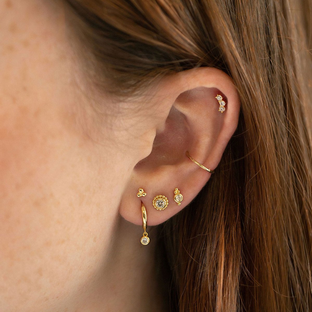 Solitaire Dangle Huggie Earrings