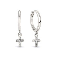 Cross Dangle Huggie Earrings