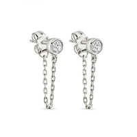 Bezel Chain Huggie Earrings