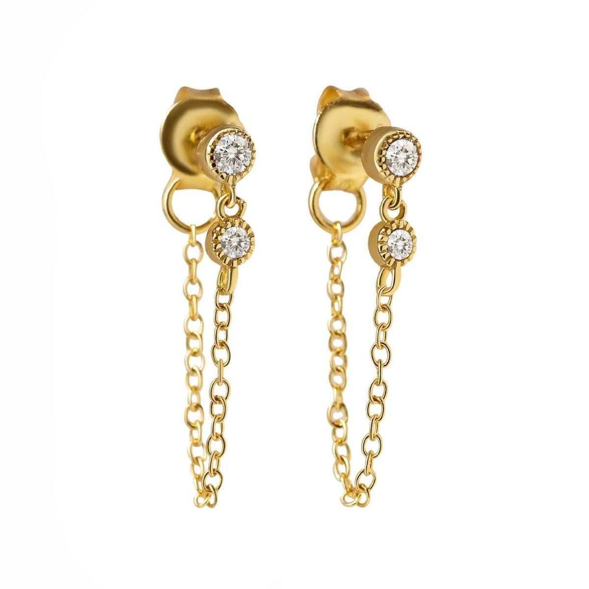 Double Bezel Chain Earrings