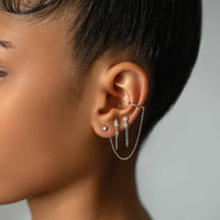 Double Bezel Chain Earrings