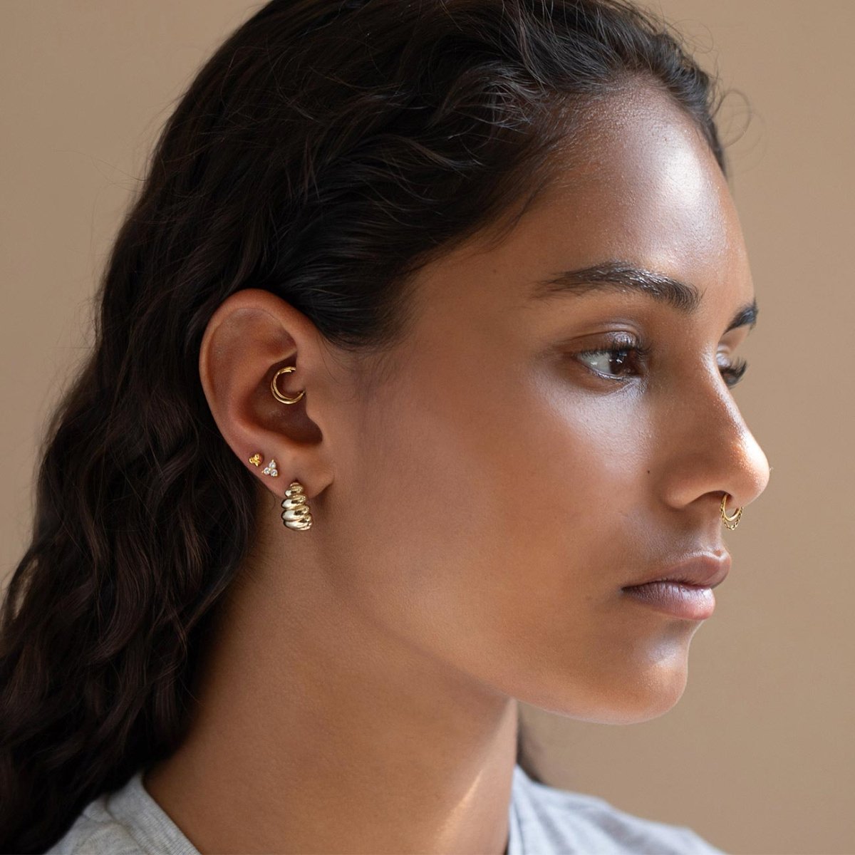 Croissant Dome Stud Earrings