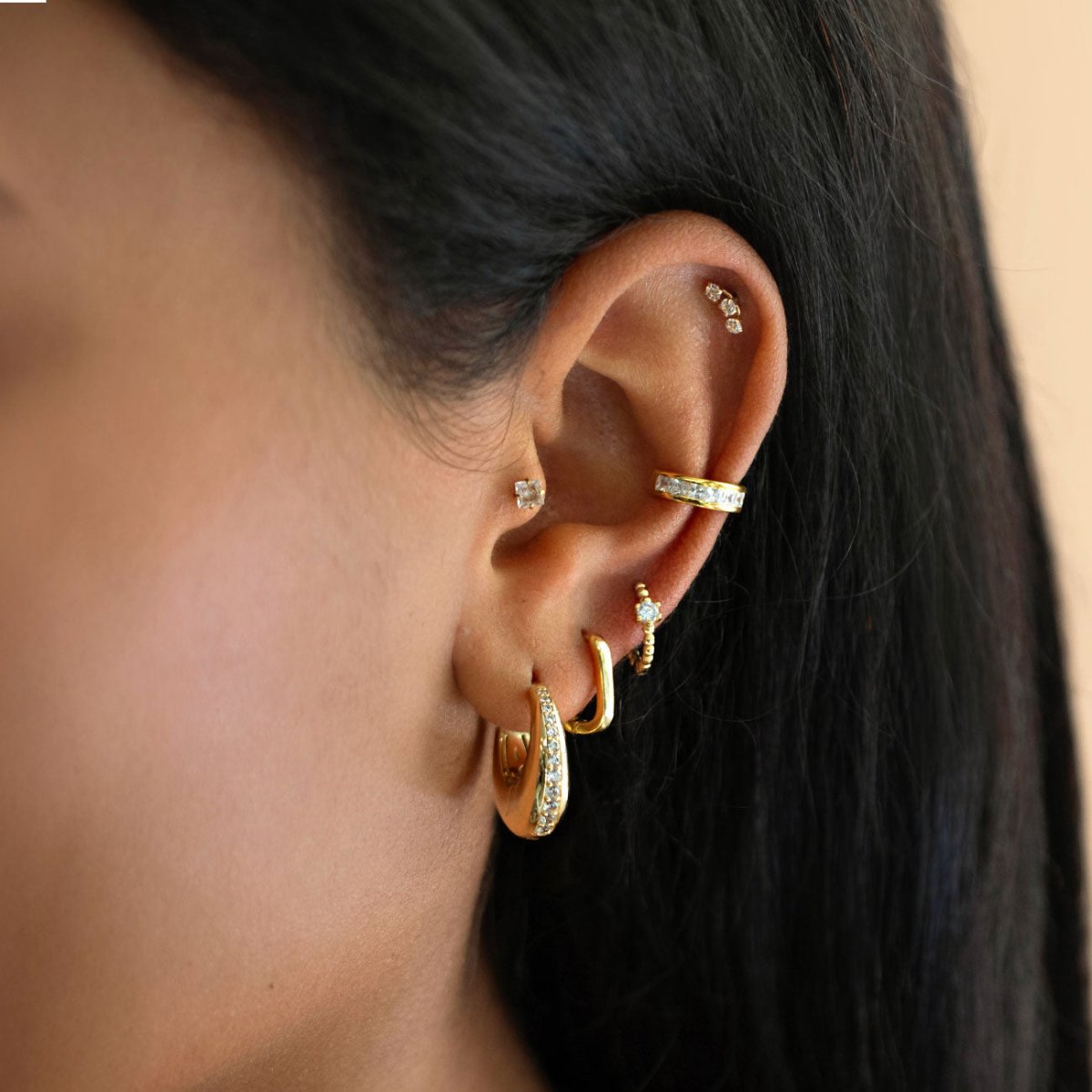 Bold Pavé Inlay Hoops