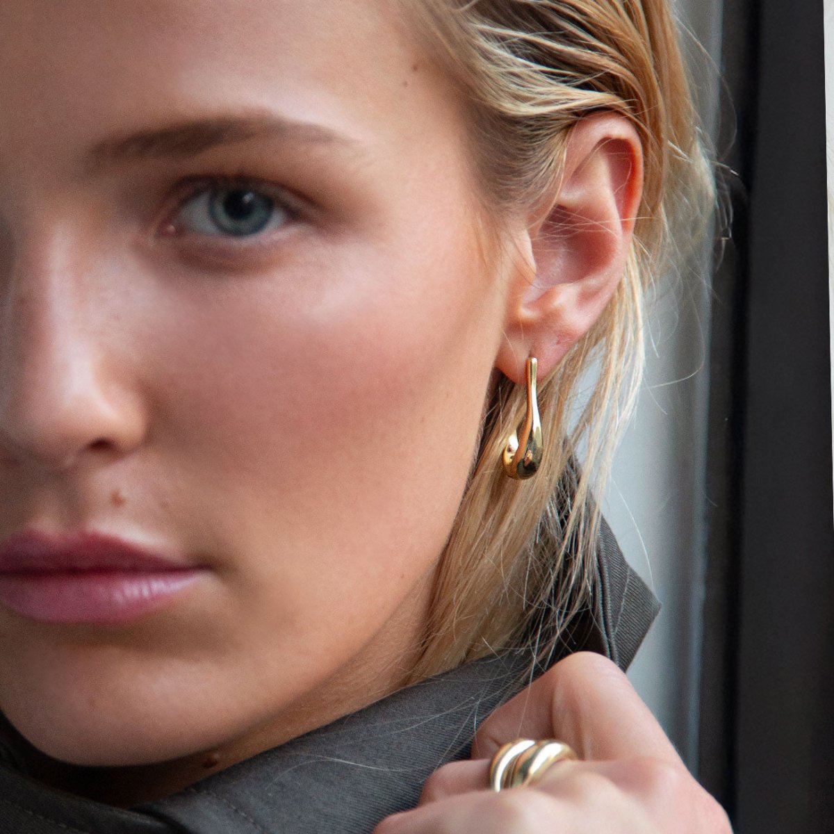 Statement J Hoop Earrings