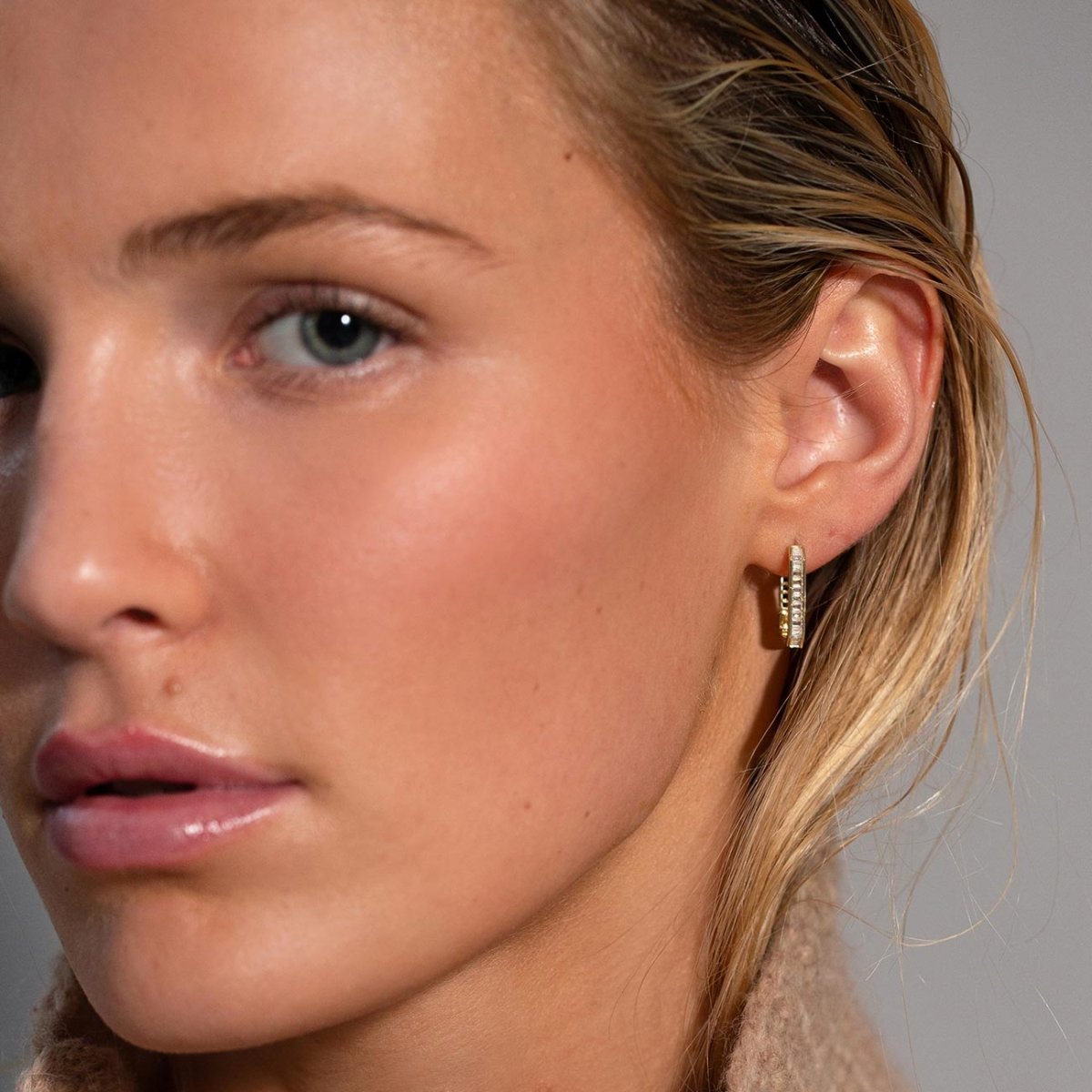 Channel Set Baguette Oval Hoops